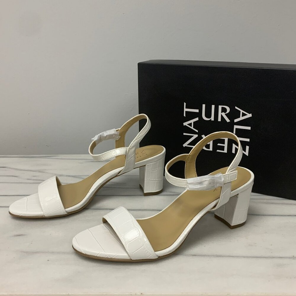 Naturalizer Bristol White Crocodile Heeled Sandal